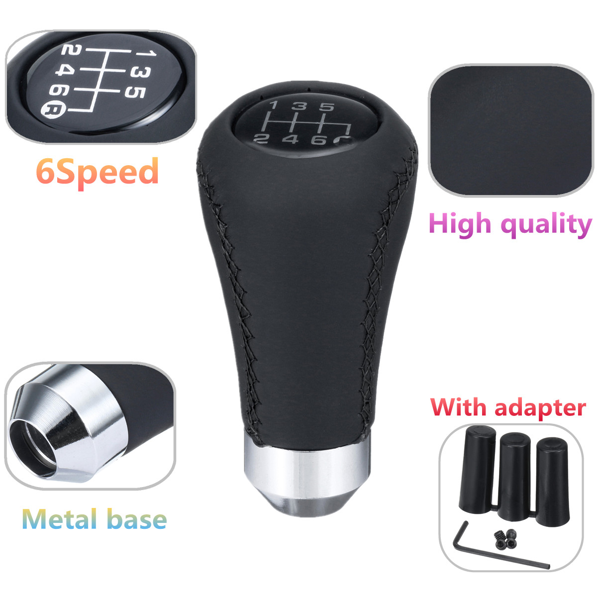 Universal-6-Speed-Gear-Shift-Knob-Shifter-Lever-with-8mm-10mm-12mm-Hoses-1199942