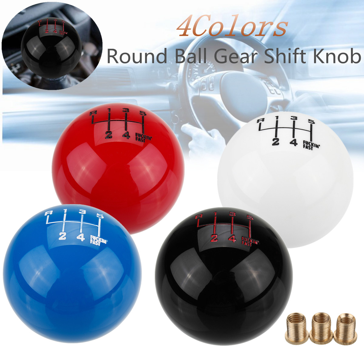 Universal-6-Speed-Round-Ball-Gear-Shift-Knob-Short-Throw-Shifter-Lever-1427589