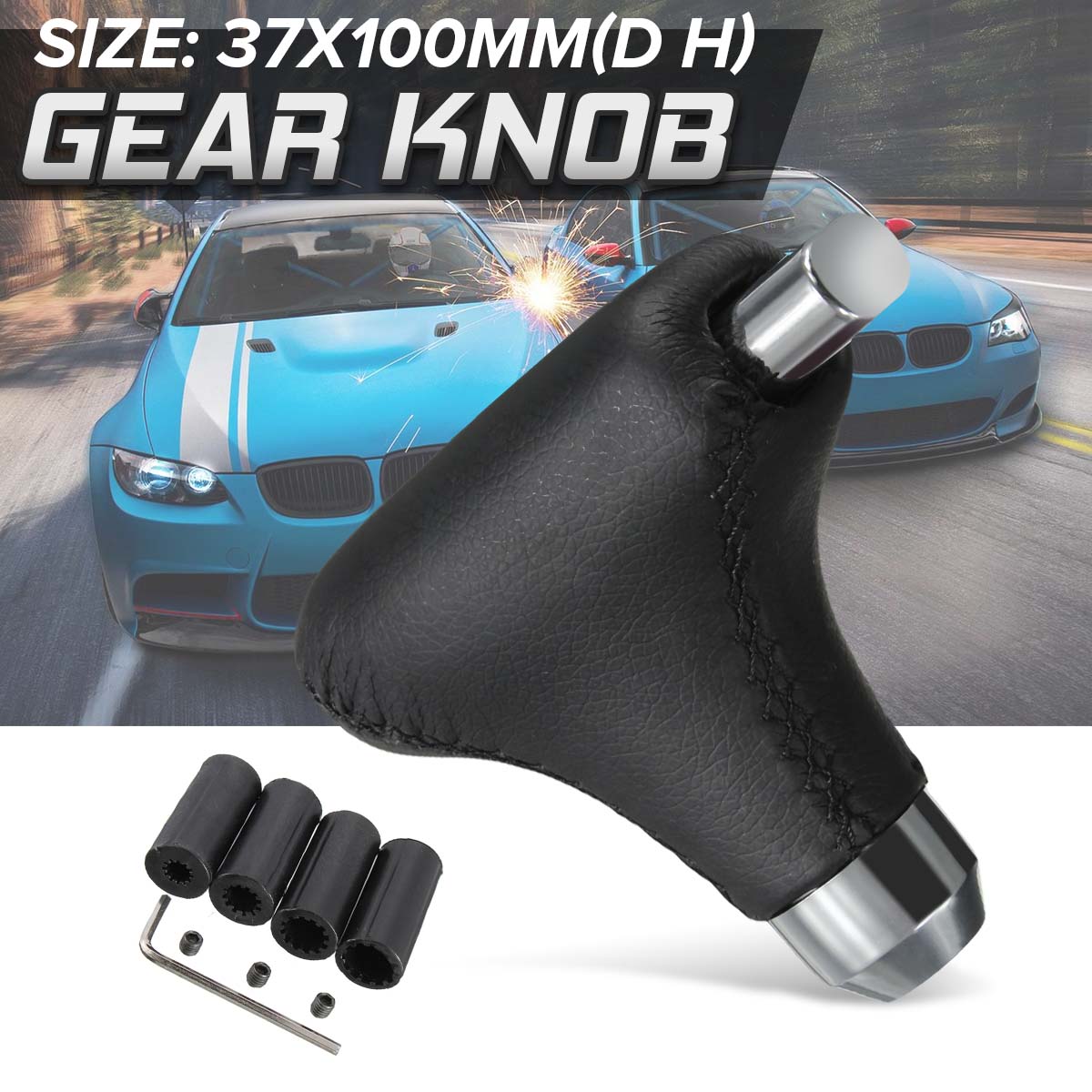 Universal-Automatic-Gear-Shift-Knob-Stick-Lever-Shifter-with-4-Adaptors-For-Car-with-Release-Button-995114