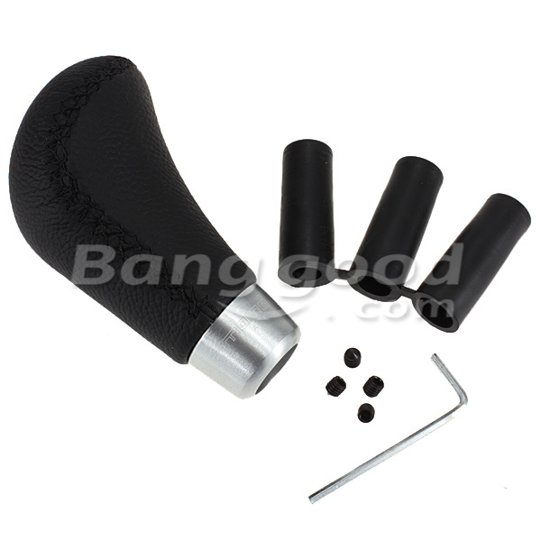 Universal-Black-Leather-Car-Gear-Lever-Shift-Knob-9cm-Length-Shifter-64192