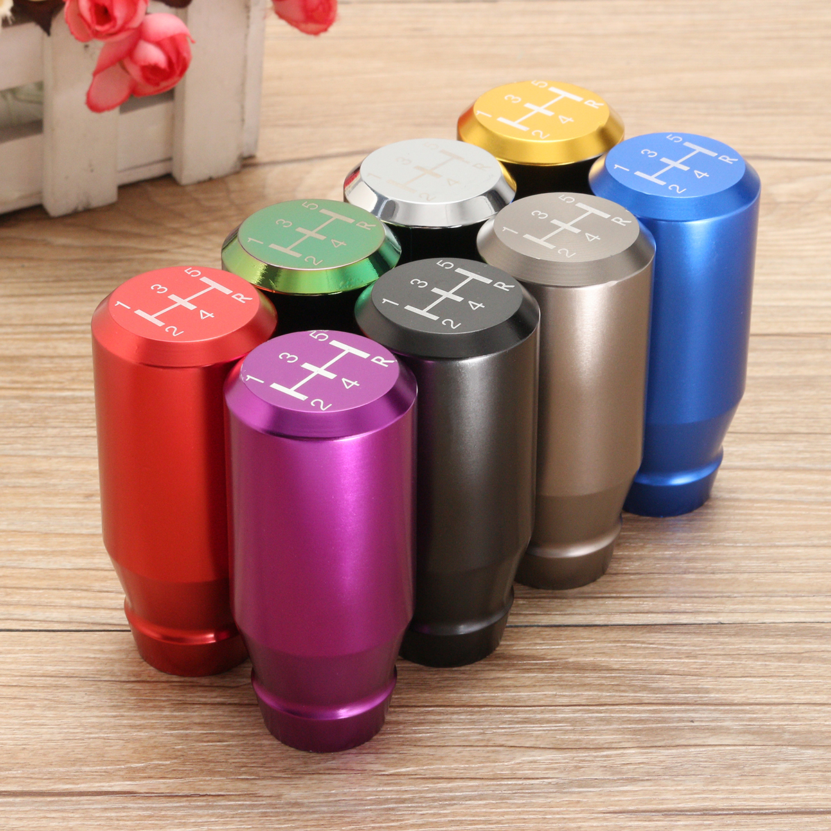 Universal-Car-Auto-5-Speed-Manual-Gear-Shifter-Aluminum-Shift-Knob-Chrome-Polished-1290783