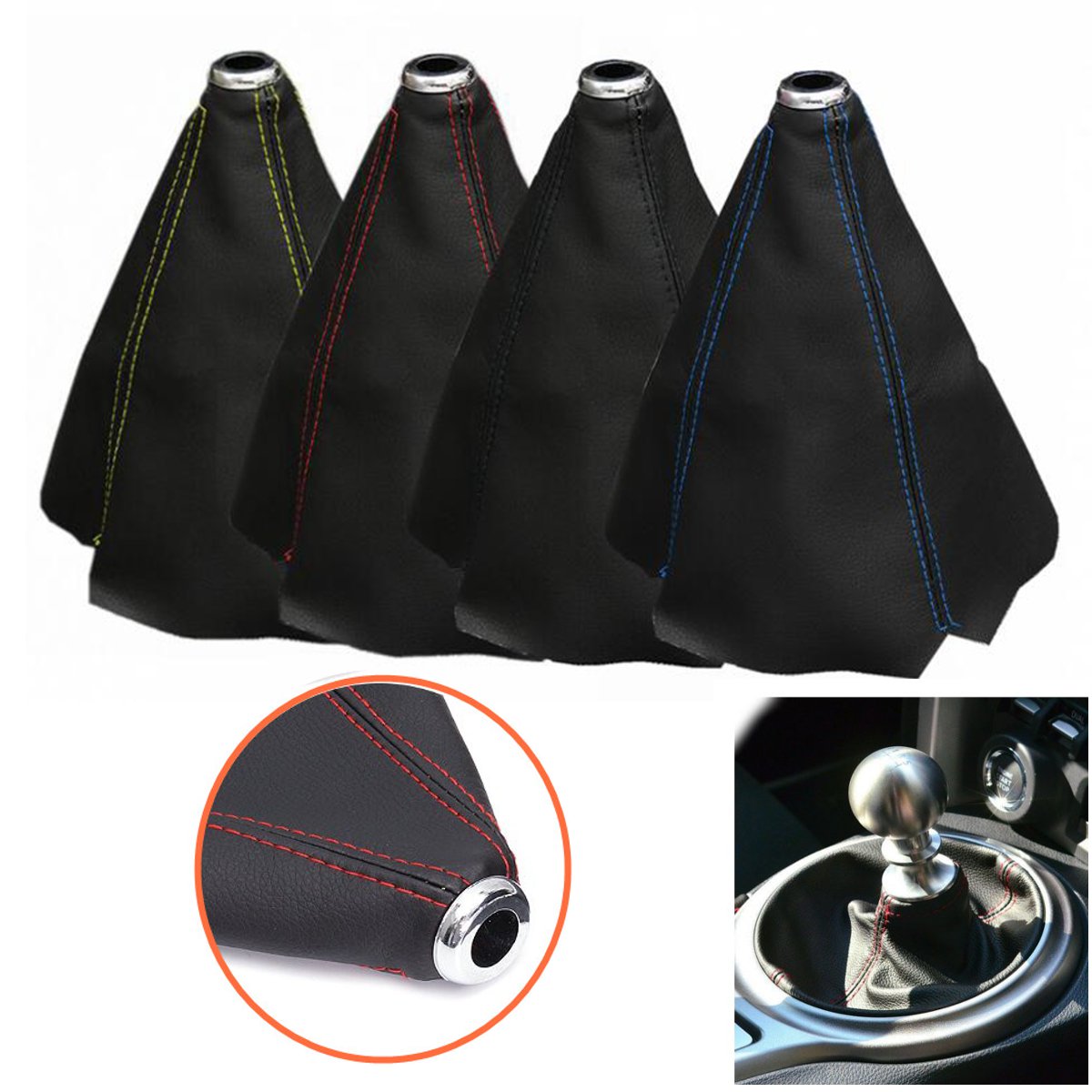 Universal-Car-PVC-Leather-Gear-Manual-Gaiter-Shifter-Shift-Boot-Cover-W-Stitch-1175716