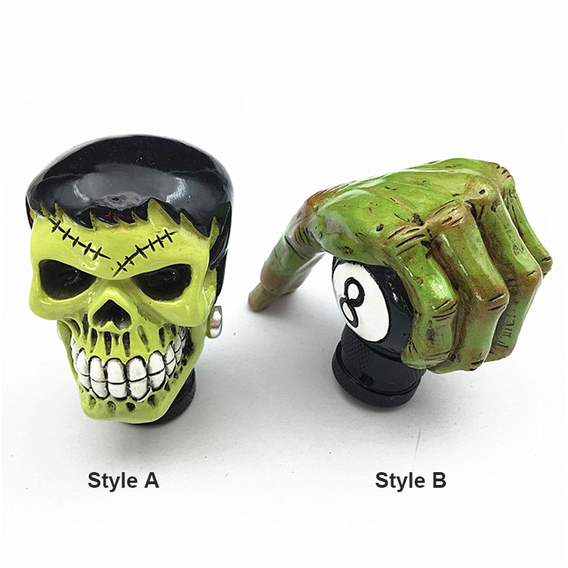 Universal-Gear-Shift-Knob-Manual-Automatic-Gearshift-Shifter-Green-Skull-1657555