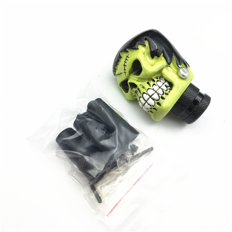 Universal-Gear-Shift-Knob-Manual-Automatic-Gearshift-Shifter-Green-Skull-1657555