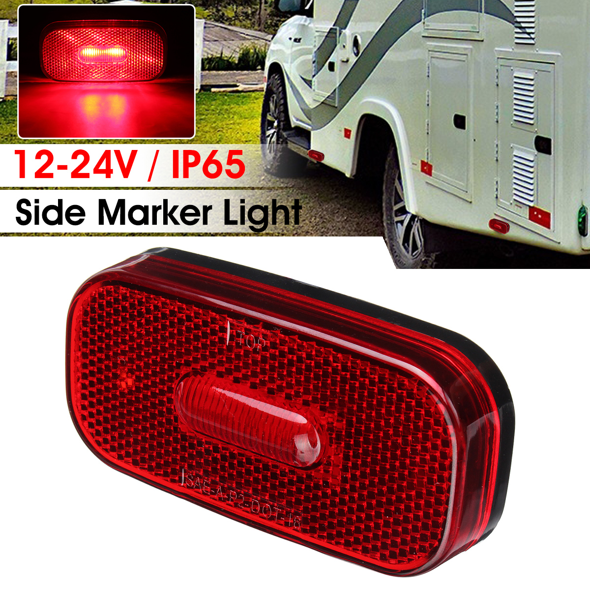 12-24V-LED-Oblong-Side-Marker-Lights-Car-Caravan-RV-Clearance-Indicator-Lamp-Red-1637989