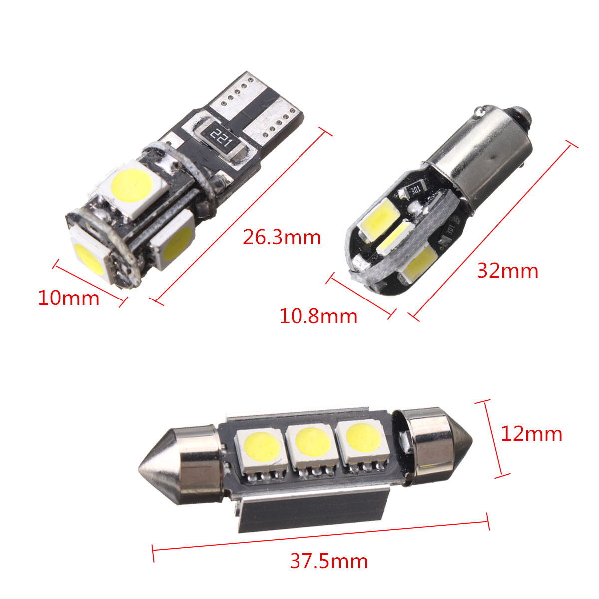 12PCS-Car-Interior-LED-Lights-Kit-T10-BA9S-Festoon-Dome-Bulb-White-for-BMW-E36-3-Serie-Convertible-1-1428868