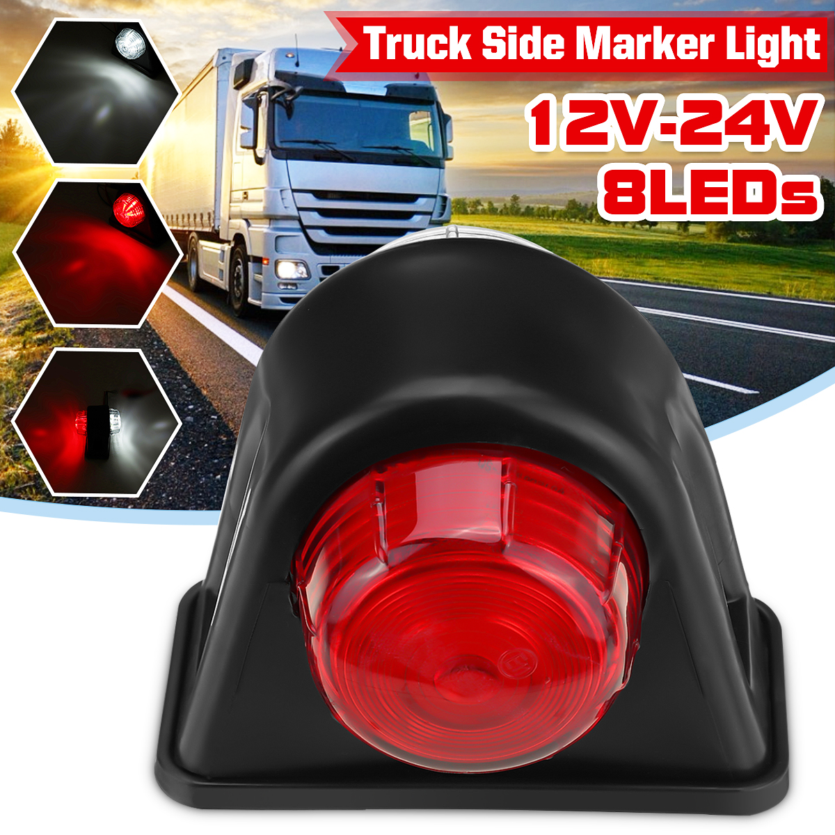 12V-24V-8-LED-Side-Marker-Lights-Indicator-Rubbers-Lamp-RedWhite-For-Trailer-Truck-Caravan-Van-1631267