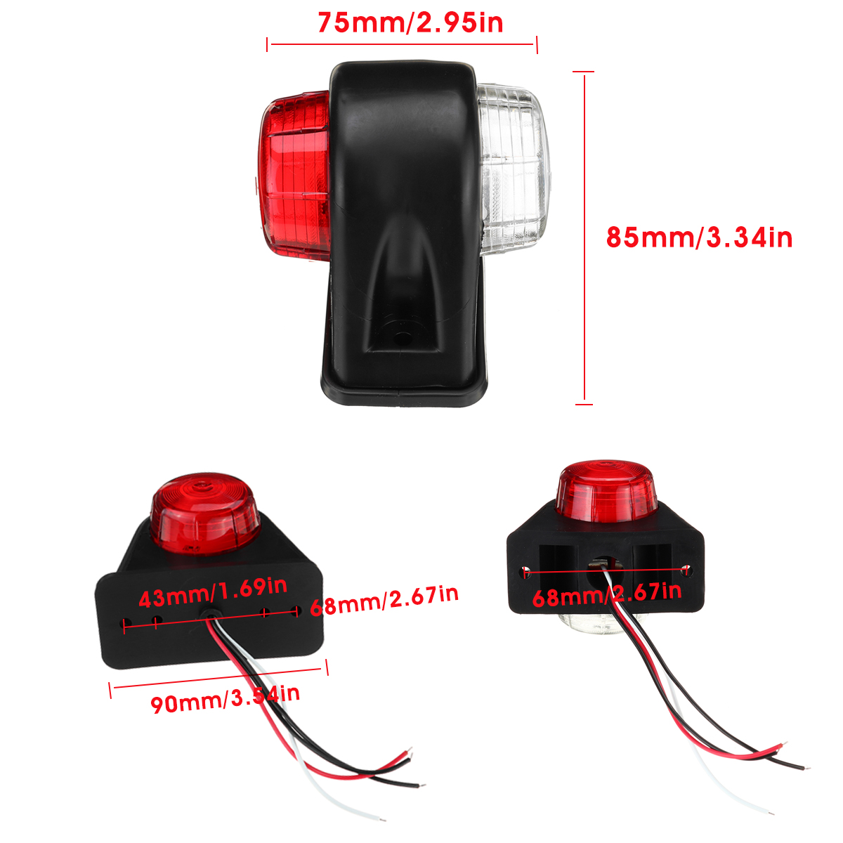 12V-24V-8-LED-Side-Marker-Lights-Indicator-Rubbers-Lamp-RedWhite-For-Trailer-Truck-Caravan-Van-1631267