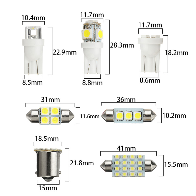 14PCS-LED-Interior-Lights-Kit-T10-1157-36mm--Festoon-Dome-License-Plate-Bulbs-White-1457867