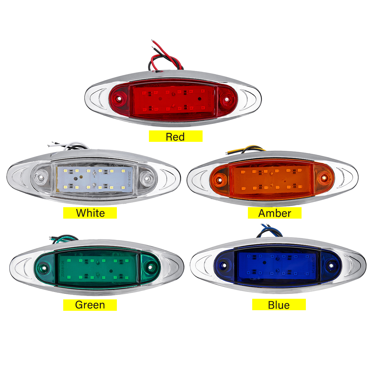 1PC-1224V-LED-Oval-Side-Marker-Light-Indicator-Chrome-Bezel-For-Car-Truck-Trailer-Lorry-1816776