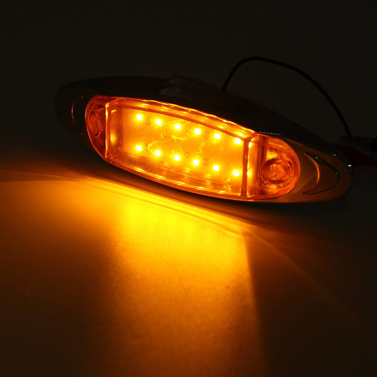 1PC-1224V-LED-Oval-Side-Marker-Light-Indicator-Chrome-Bezel-For-Car-Truck-Trailer-Lorry-1816776