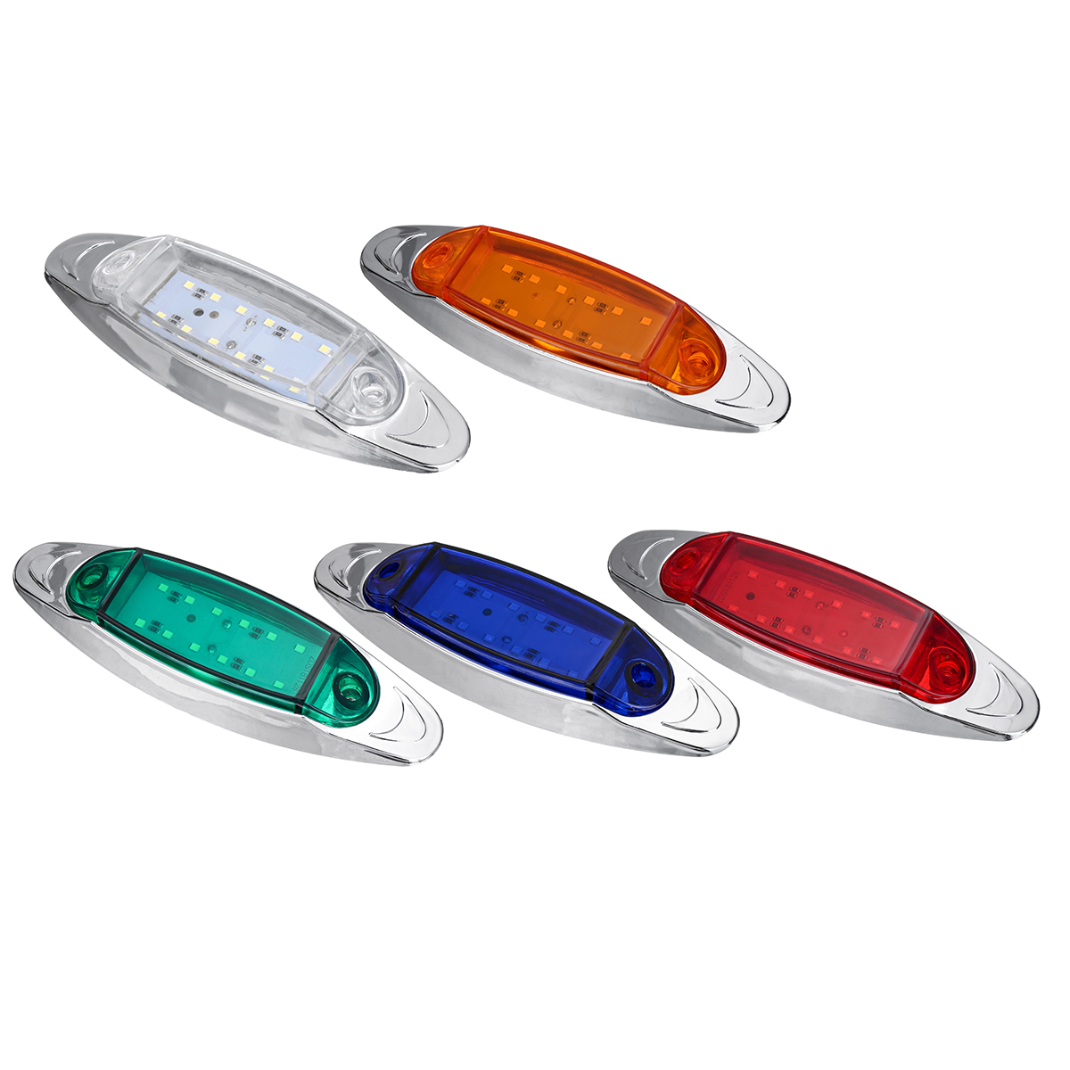 1PC-1224V-LED-Oval-Side-Marker-Light-Indicator-Chrome-Bezel-For-Car-Truck-Trailer-Lorry-1816776