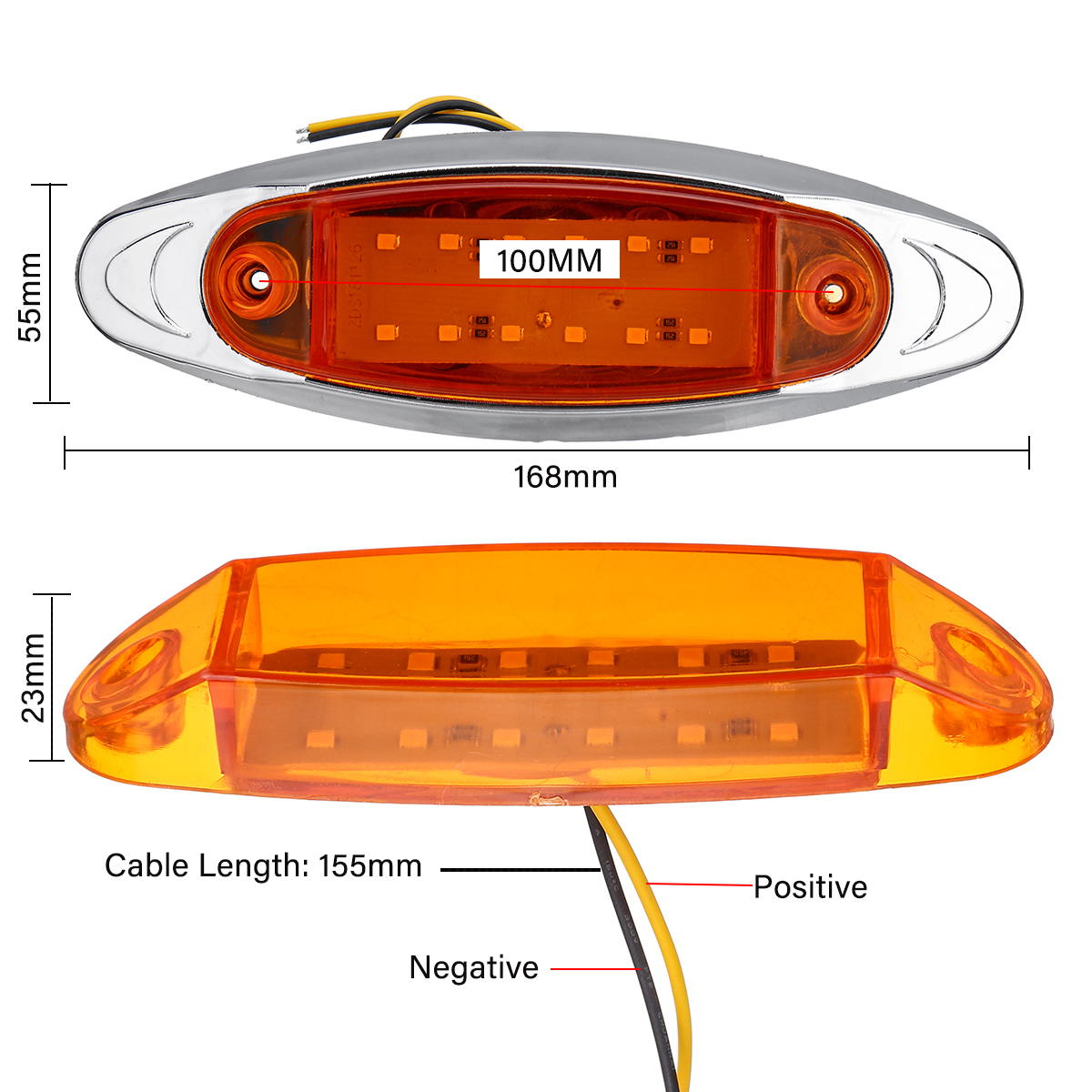 1PC-1224V-LED-Oval-Side-Marker-Light-Indicator-Chrome-Bezel-For-Car-Truck-Trailer-Lorry-1816776