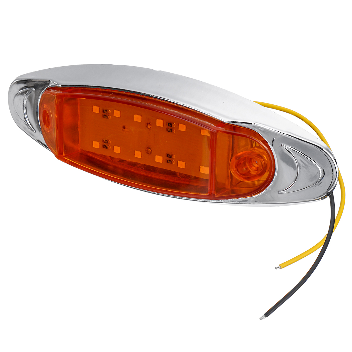 1PC-1224V-LED-Oval-Side-Marker-Light-Indicator-Chrome-Bezel-For-Car-Truck-Trailer-Lorry-1816776