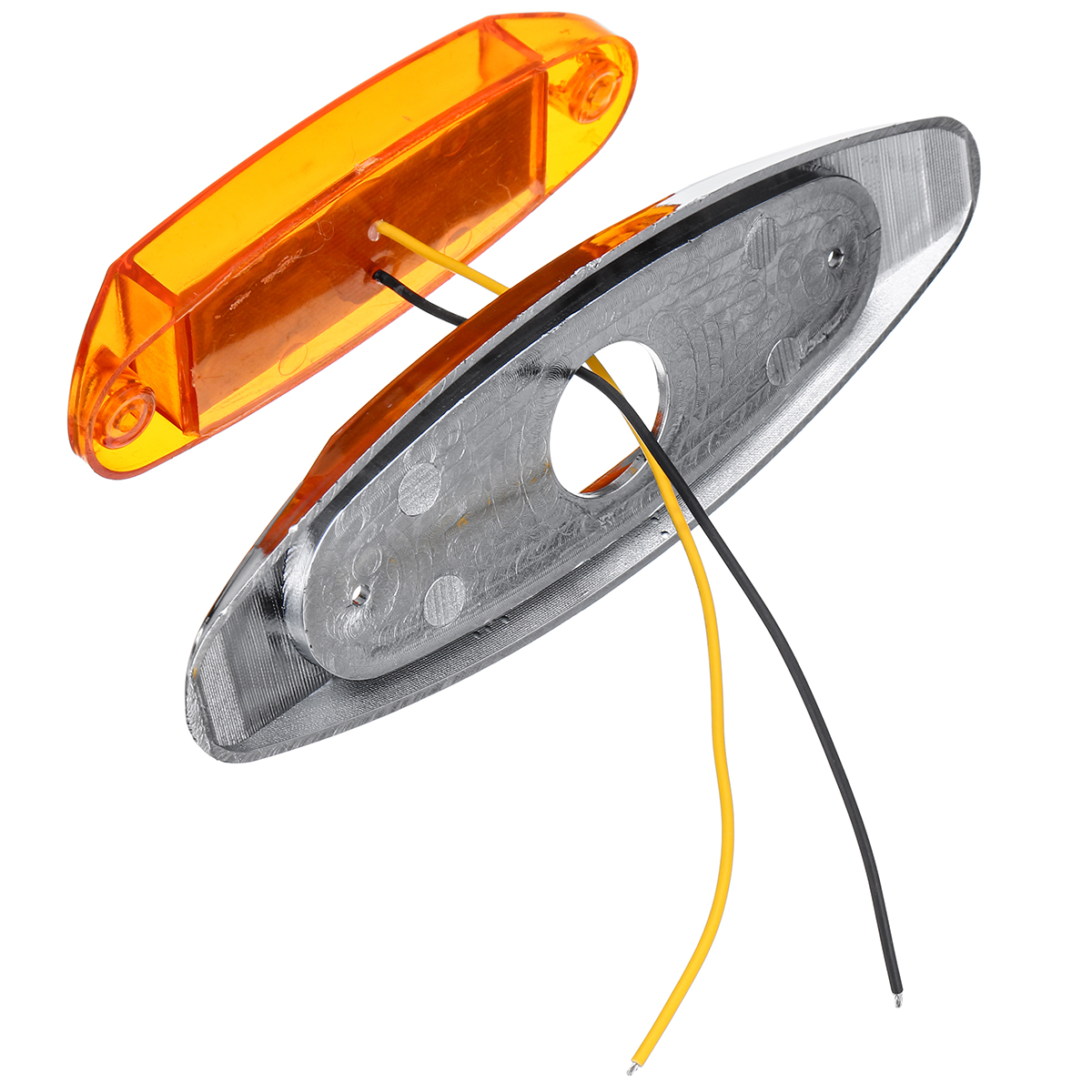 1PC-1224V-LED-Oval-Side-Marker-Light-Indicator-Chrome-Bezel-For-Car-Truck-Trailer-Lorry-1816776