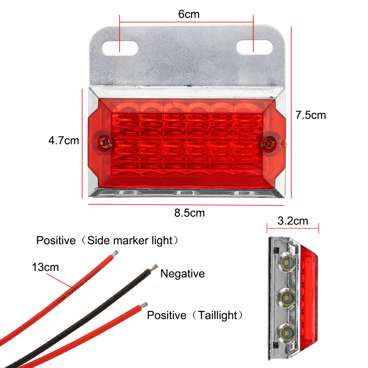 1PC-24V-15-LED-Rear-Side-Marker-Light-Position-Ground-Lamp-Truck-Trailer-Caravan-Van-1742183