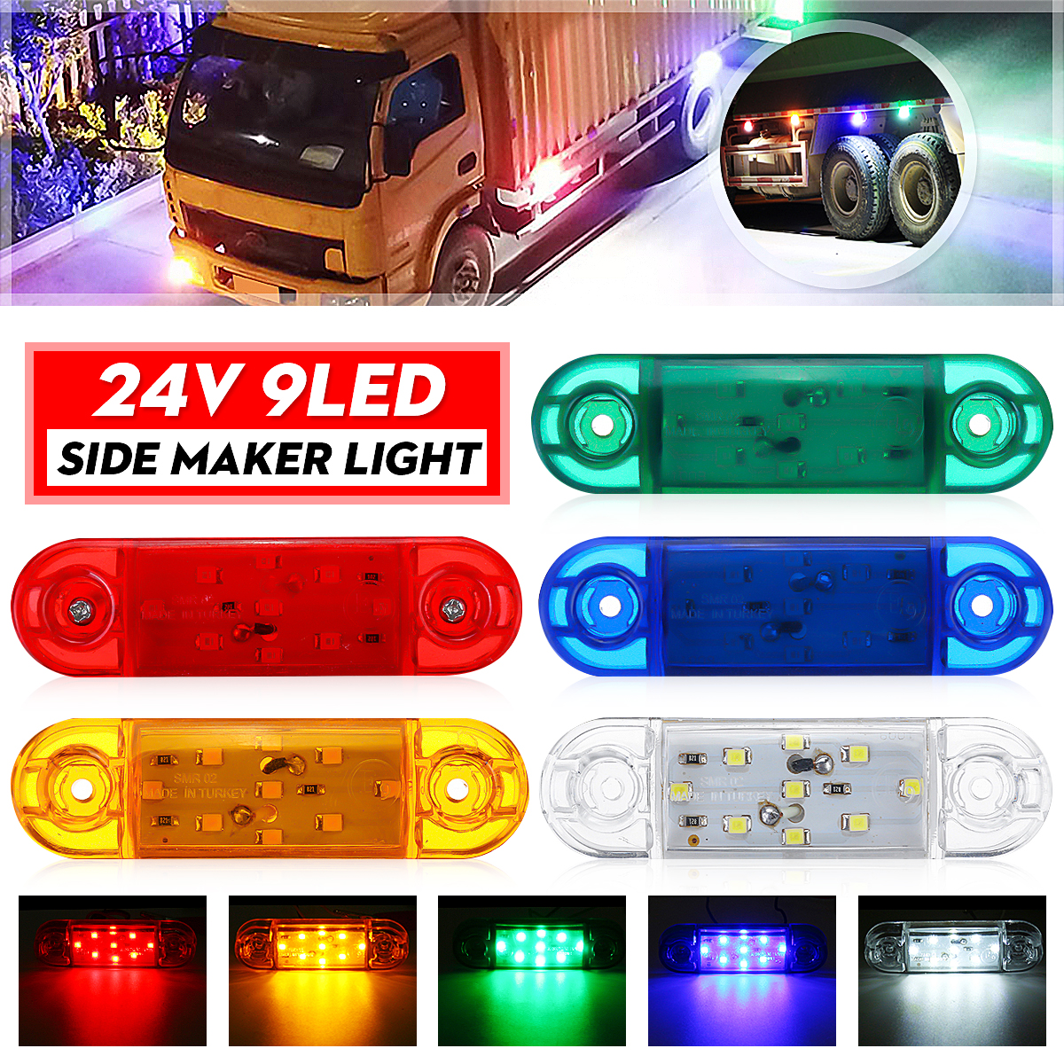 1PC-9-LED-Front-Side-Marker-Light-Indicator-Rear-Lamp-Truck-Trailer-Lorry-1759293