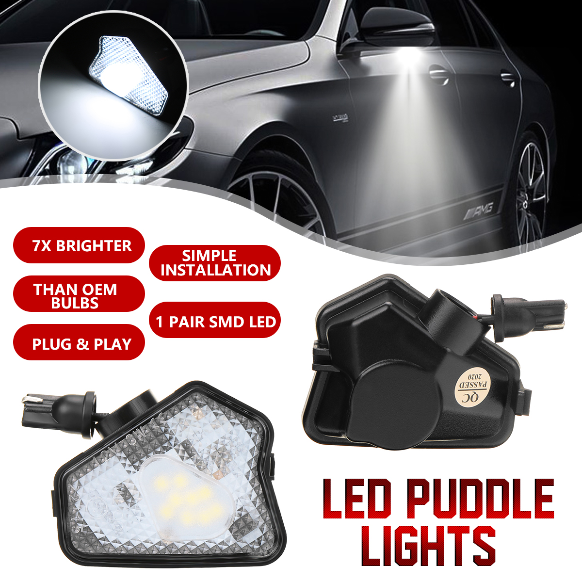 2PCS-LED-Pathway-Light-Under-Side-Mirror-Lamp-For-Mercedes-Benz-W204-W212-W176-1812728