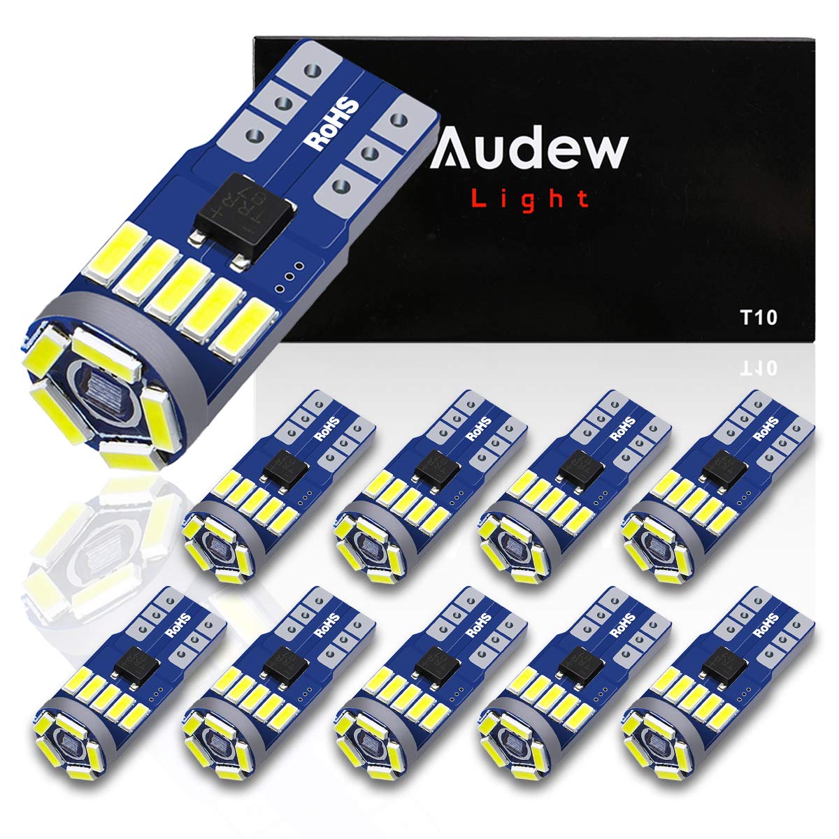 AUDEW-10Pcs-4014-SMD-T10-W5W-LED-Side-Wedge-Marker-Lights-CANBUS-Error-Free-12V-6712K-White-1520401