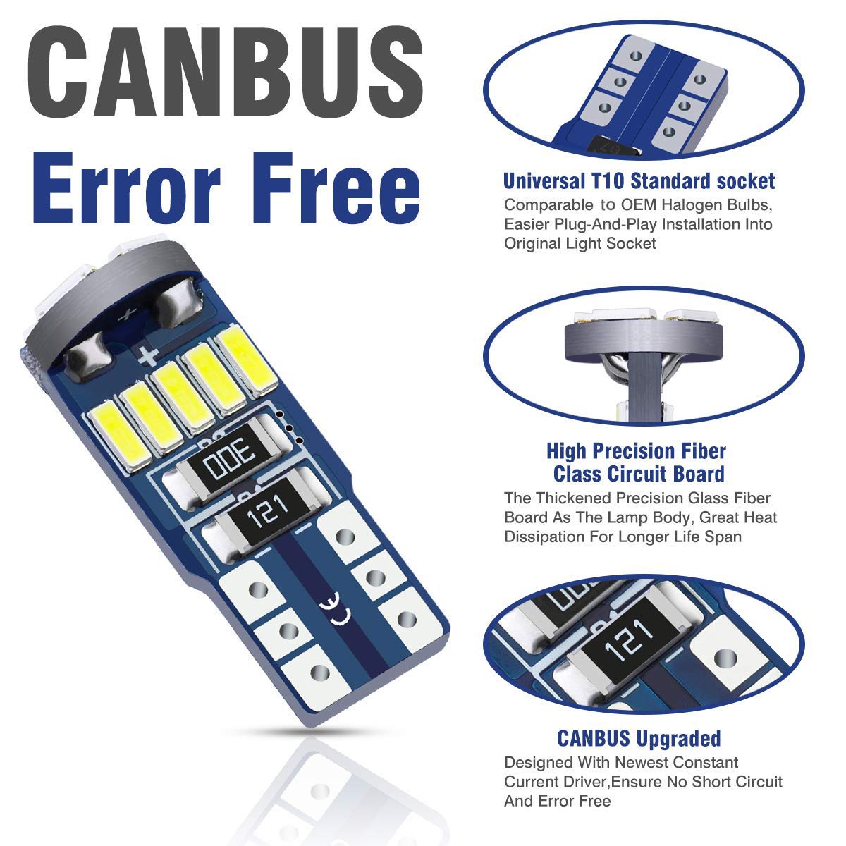 AUDEW-10Pcs-4014-SMD-T10-W5W-LED-Side-Wedge-Marker-Lights-CANBUS-Error-Free-12V-6712K-White-1520401