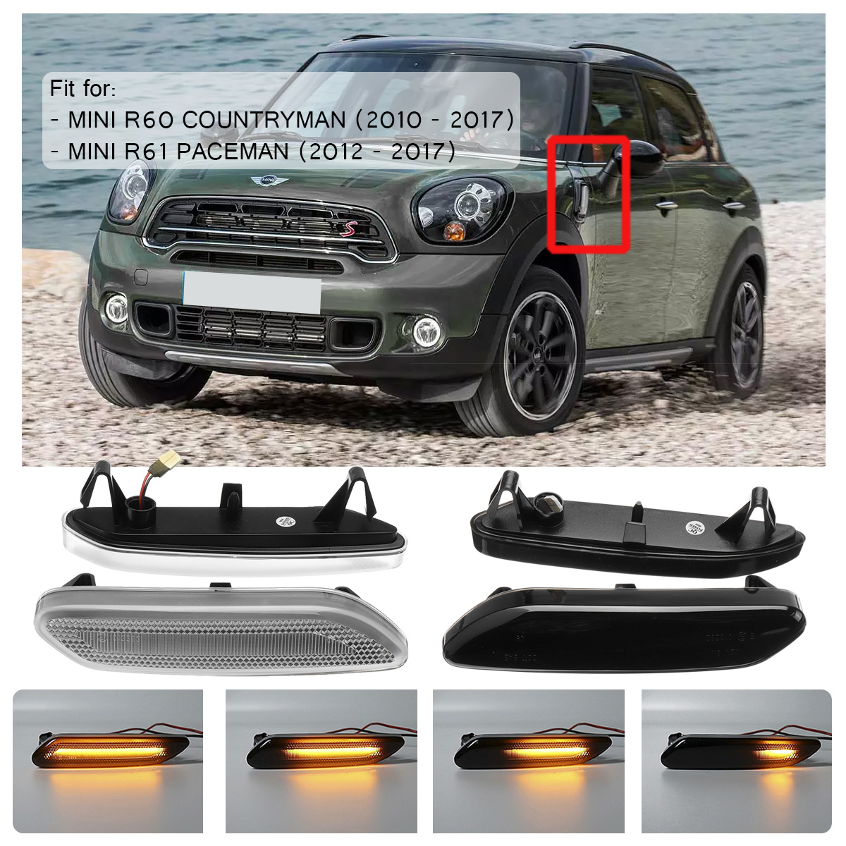 Dynamic-LED-Side-Marker-Lamps-Turn-Signal-Repeater-Lights-for-MINI-R60-COUNTRYMAN-R61-PACEMAN-1483236