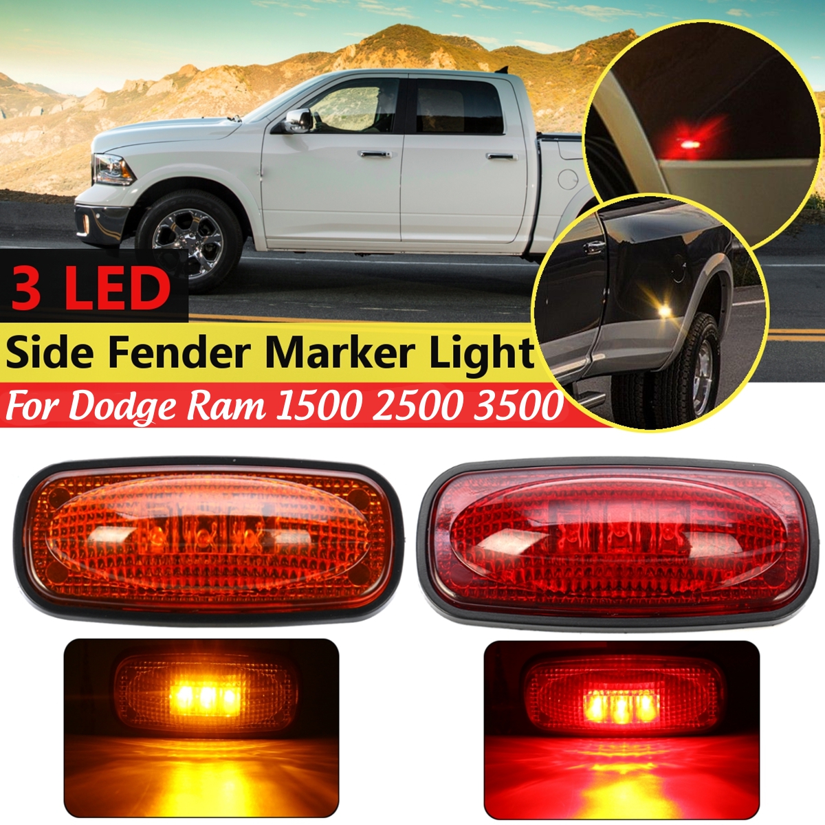 LED-Side-Fender-Marker-Light-Warning-Lamp-For-Dodge-Ram-1500-2500-3500-4500-5500-1768522