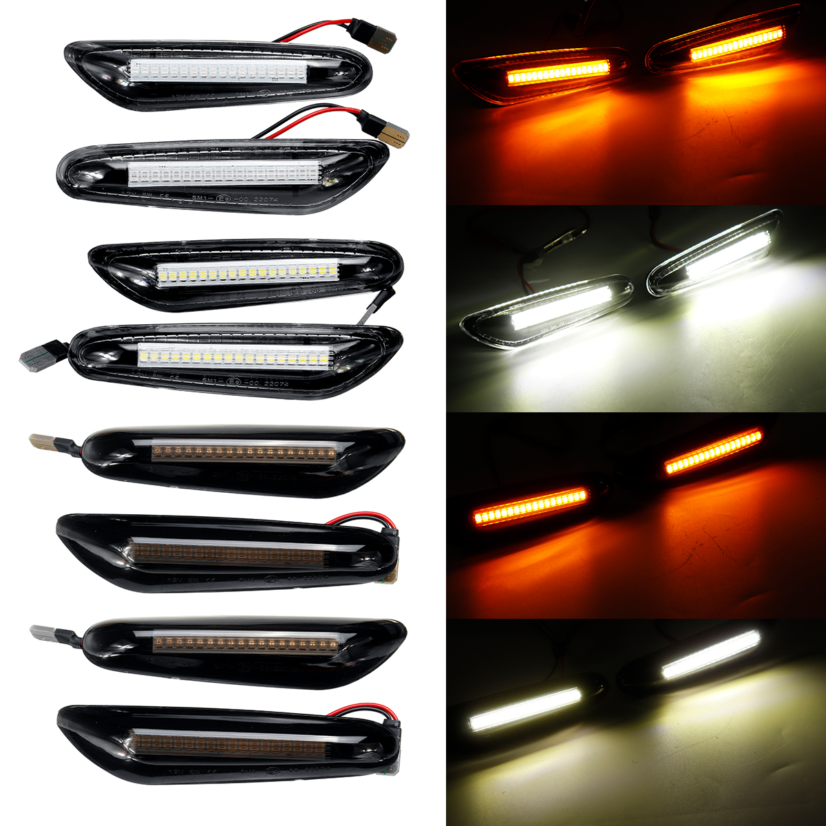 LED-Side-Marker-Lights-Turn-Signal-Lamps-WhiteYellow-Pair-For-BMW-E46-E60-E82-E88-E90-E92-E93-1561516