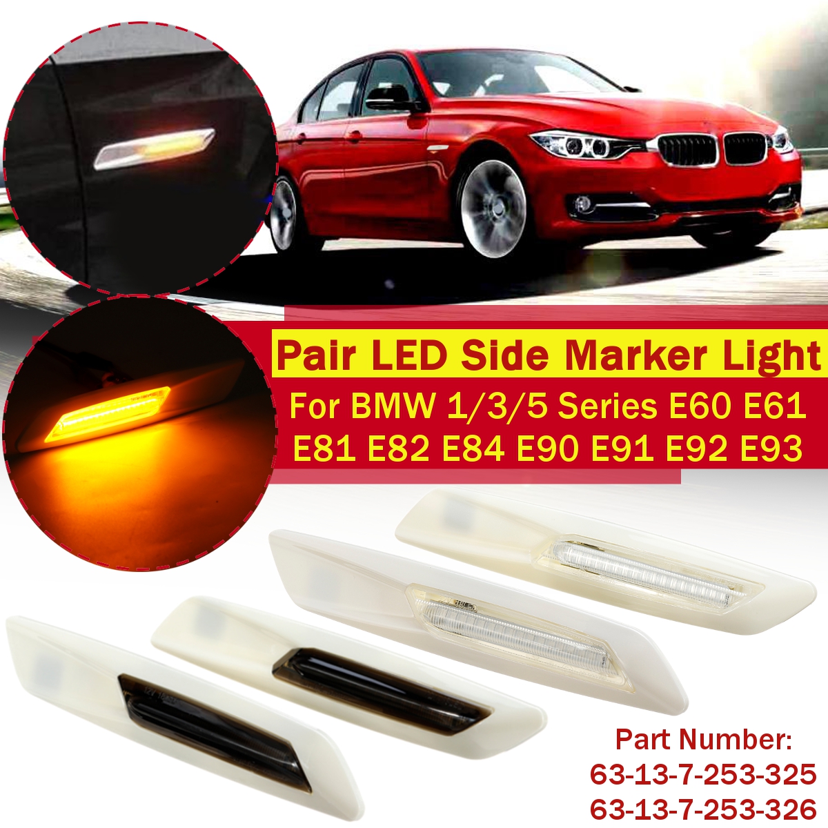 Pair-Amber-LED-Side-Marker-Light-Turn-Signal-Light-For-BMW-E60-E61-E90-E91-E81-E82-E87-E88-1797310