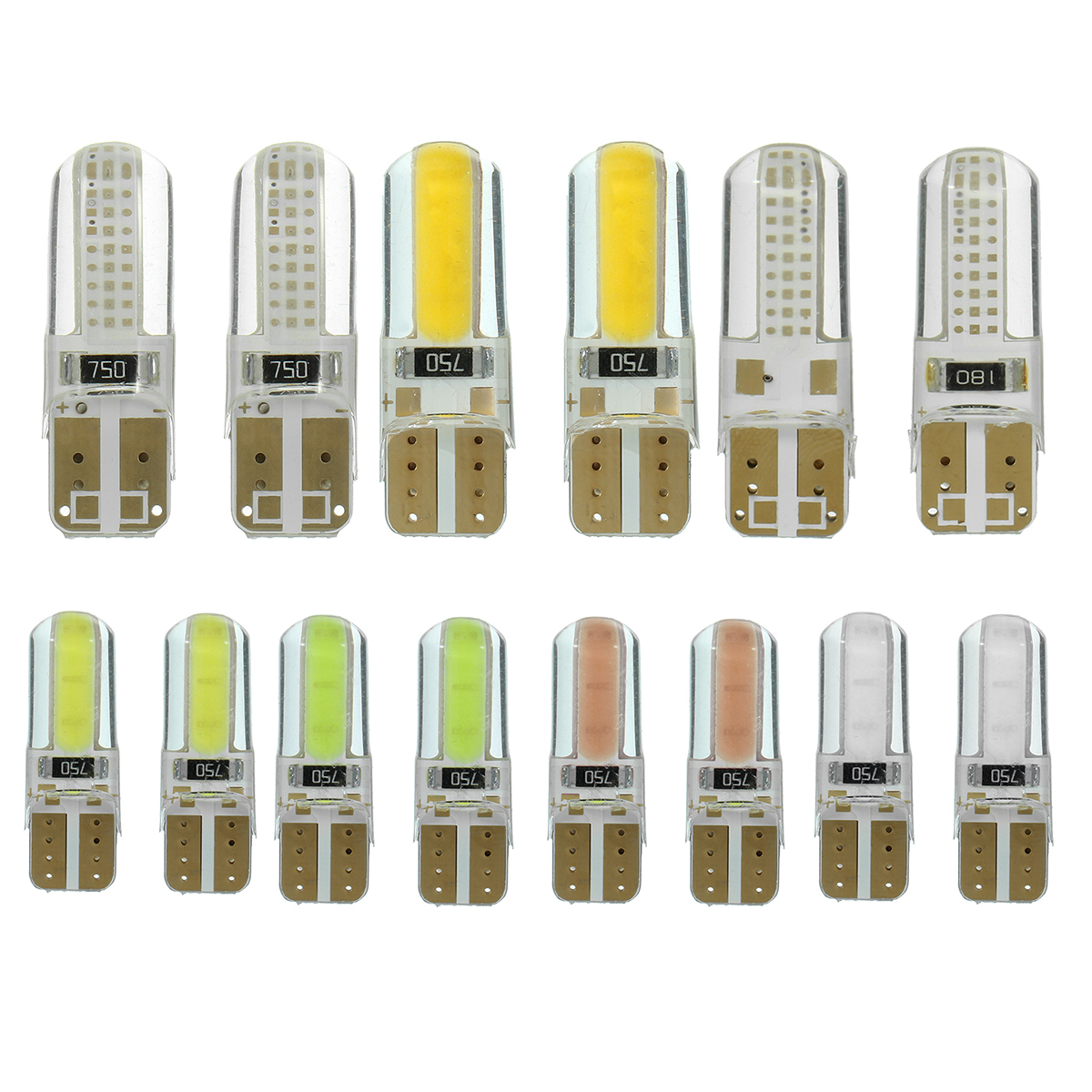 Pair-T10-W5W-6W-250LM-2COB-Car-LED-Side-Marker-Lights-Bulb-Turn-Lamp-Seven-Colors-Bulb-1315681