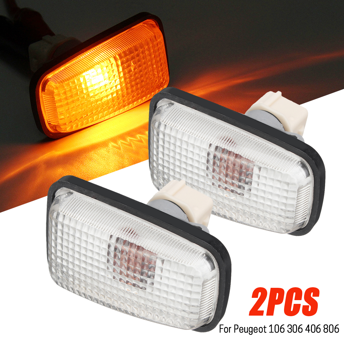 Side-Marker-Lights-Repeater-Lamp-12V-55W-Amber-2Pcs-for-Peugeot-106-306-406-806-632567-1406914