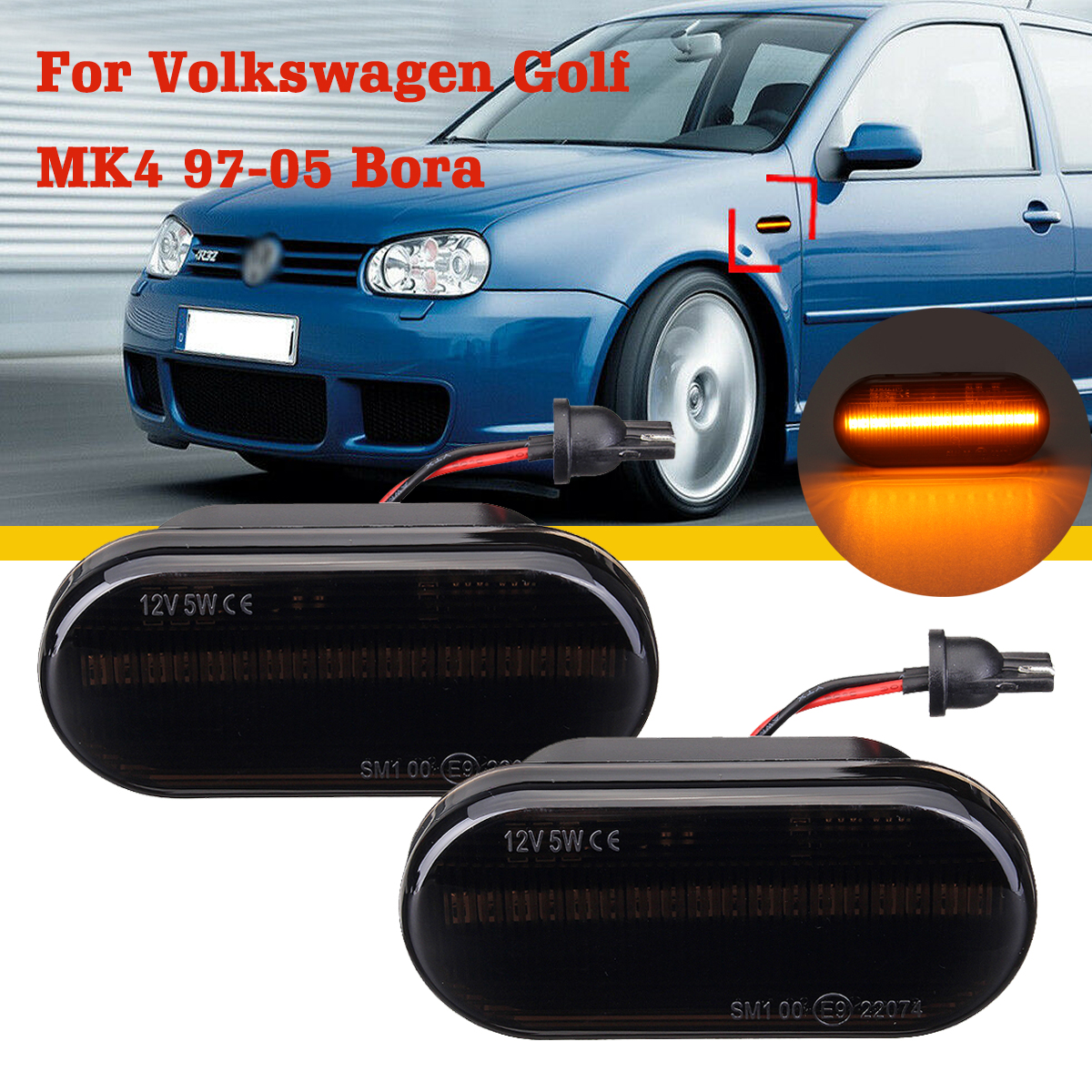 Smoked-Lens-Amber-LED-Side-Marker-Lights-Turn-Lamps-For-VW-Golf-MK4-1997-2005-Bora-1673944