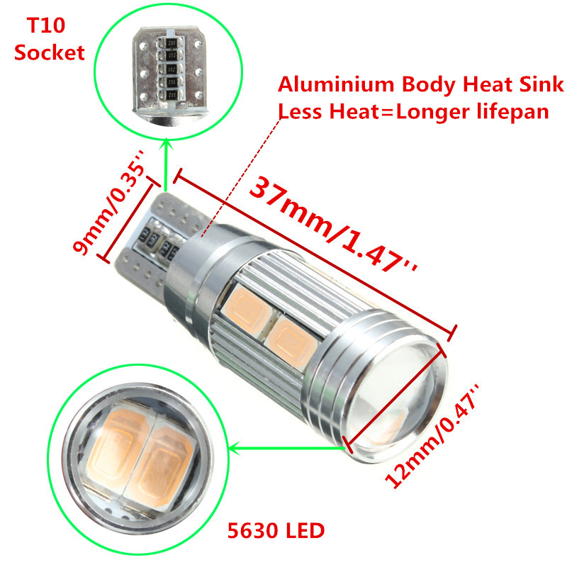 T10-LED-Error-Free-Canbus-5630SMD-Lens-Xenon-White-W5W-Side-Light-Bulb-1013694
