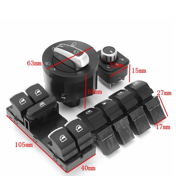 7PCS-Window-Headlight-Mirror-Fuel-GAS-Switch-for-VW-Golf-MK5-MK6-Jetta-Passat-1426556