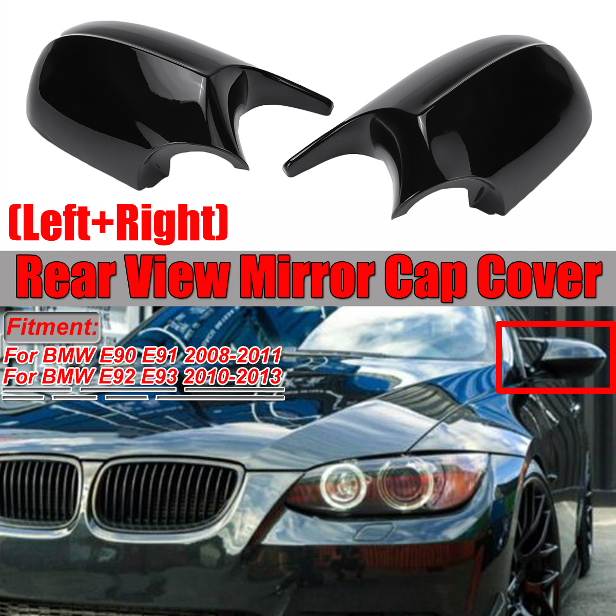 Car-Rear-View-Mirror-Cap-Cover-Replacement-Left--Right-Glossy-Black-For-BMW-E90-E91-2008-2011-E92-E9-1586175