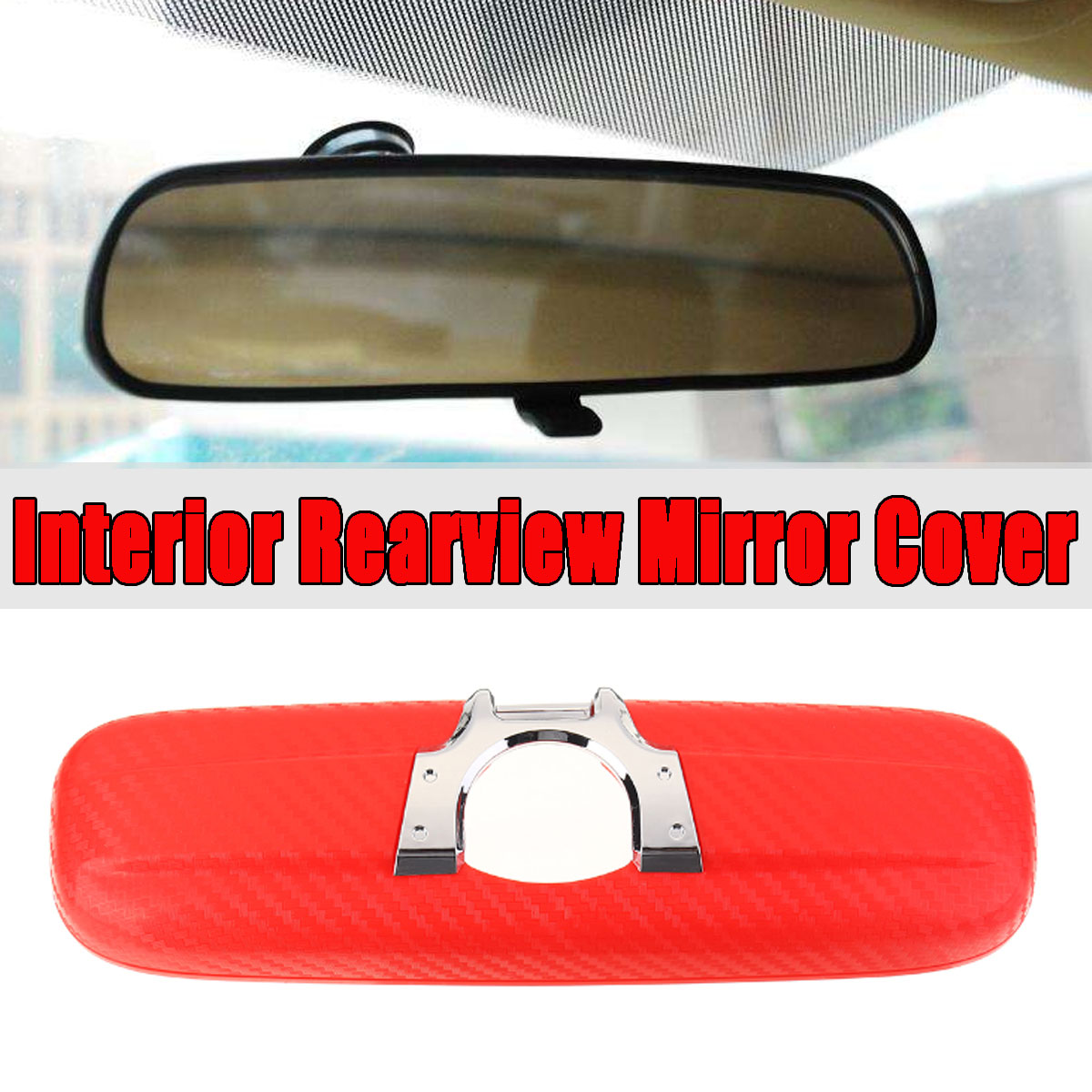 Carbon-Fiber-Look-Interior-Rearview-Mirror-Cover-Red-For-HONDA-CIVIC-CRV-1789527