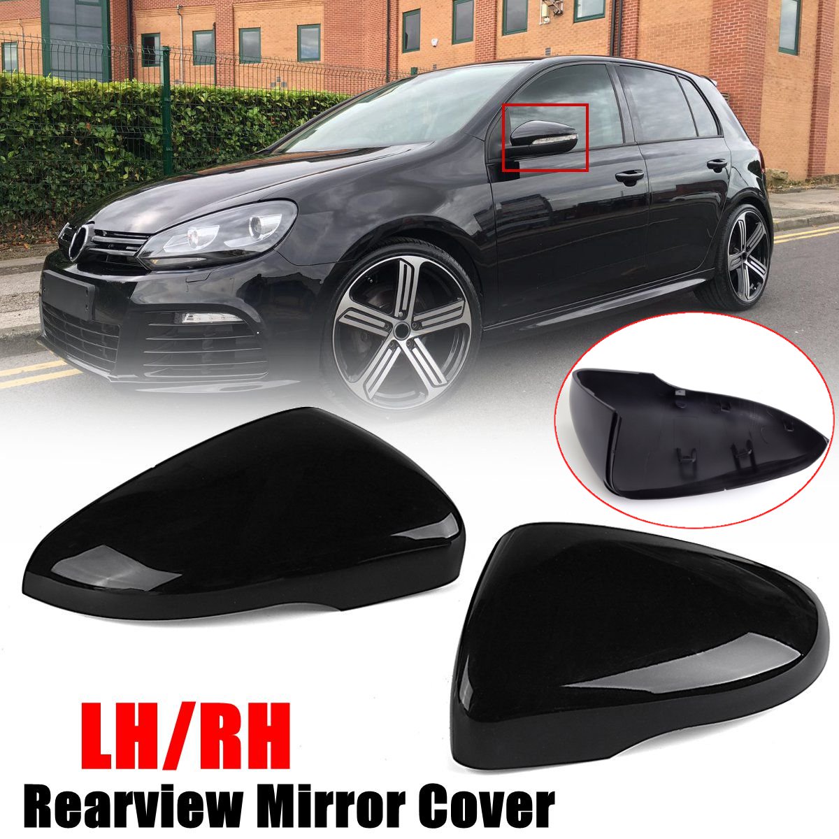 Gloss-Black-LeftRight-Side-Wing-Door-Rearview-Mirror-Cover-Cap-For-VW-Golf-MK6-Touran-1663242
