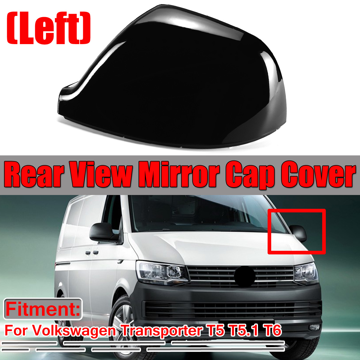 Left-Rear-View-Mirror-Cap-Cover-Glossy-Black-Replacement-For-Volkswagen-Transporter-T5-T51-T6-1789155