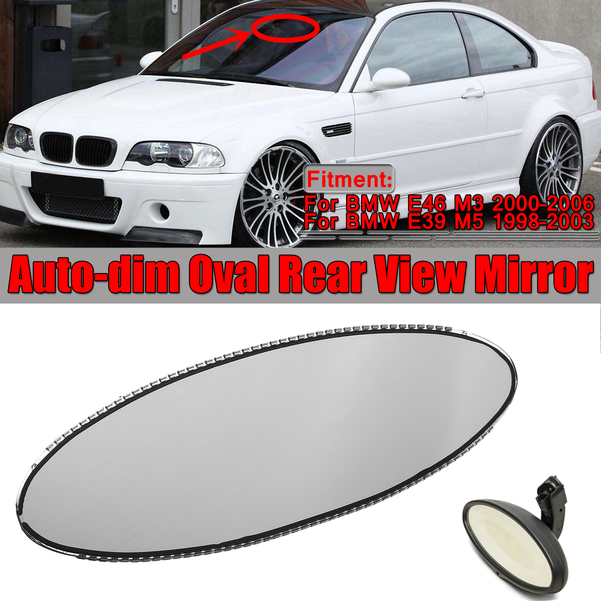 Oval-Car-Rear-View-Mirror-Auto-Dimming-Replacement-Glass-Cell-Repair-For-BMW-E46-M3-E39-M5-1598311