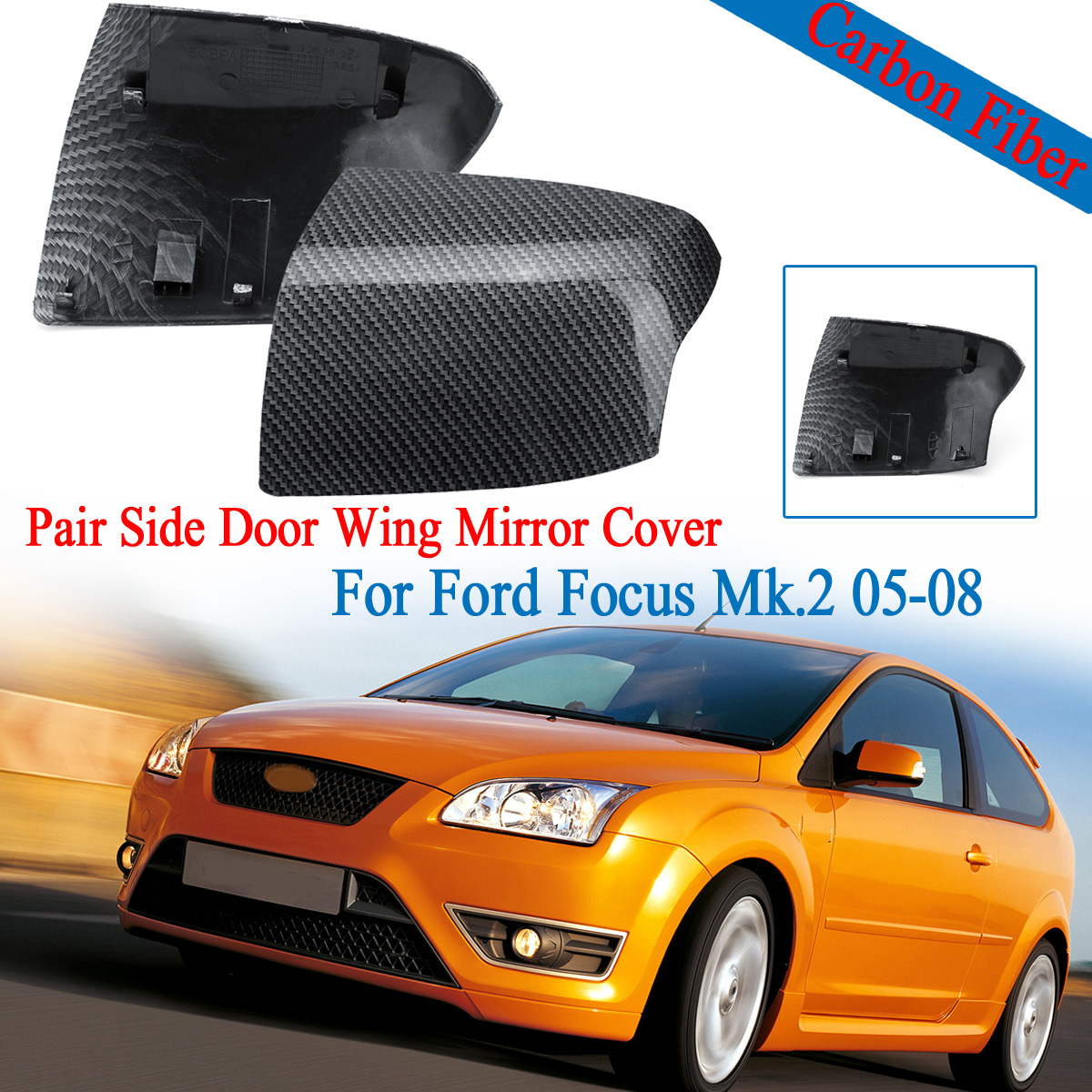Pair-Carbon-Fiber-Car-Side-Door-NS-Primed-Wing-Mirror-Cover-Caps-For-Ford-Focus-Mk2-2005-2008-1572855