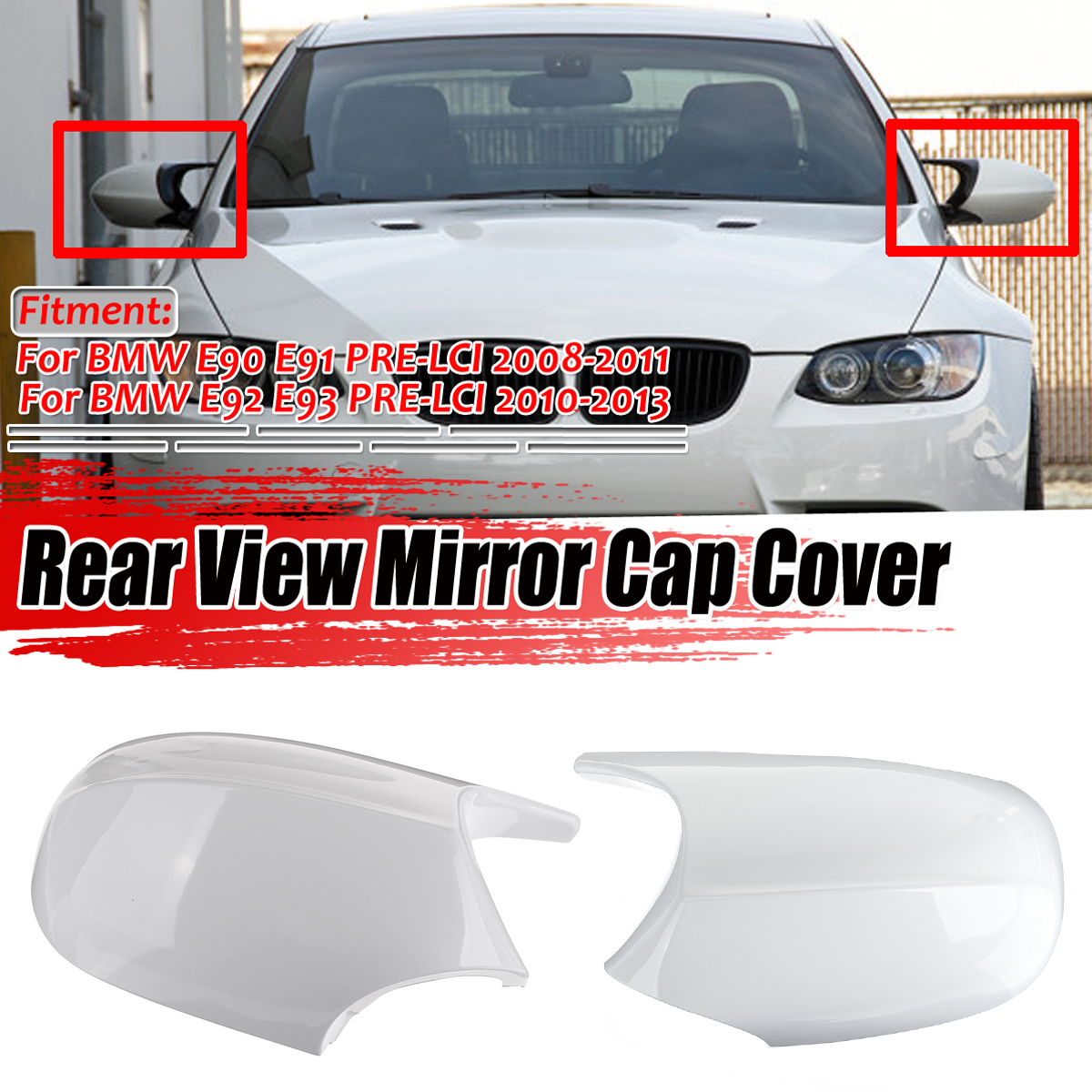 Rear-View-Mirror-Cap-Cover-White-For-BMW-E90-E91-2008-2011-E92-E93-2010-2013-M3-Sytle-1784693