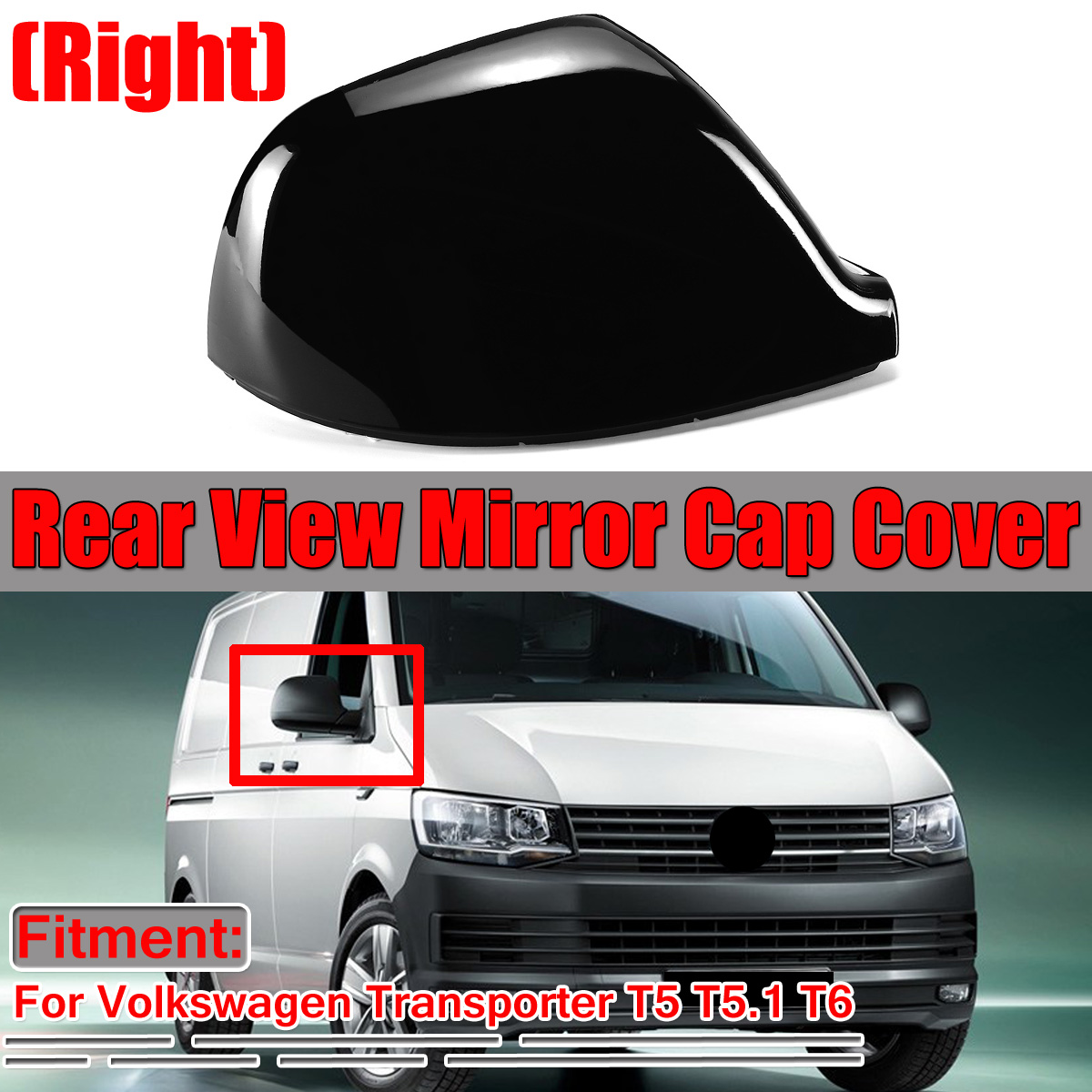 Right-Rear-View-Mirror-Cap-Cover-Glossy-Black-Replacement-For-Volkswagen-Transporter-T5-T51-T6-1789162
