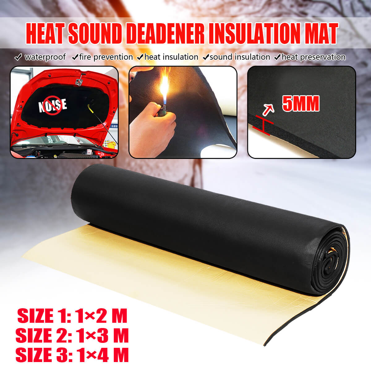 5mm-Thickness-Heat-Sound-Deadener-Insulation-Mat-Sound-Proofing-Deadening-Pad-1x234m-for-Car-Truck-1622207