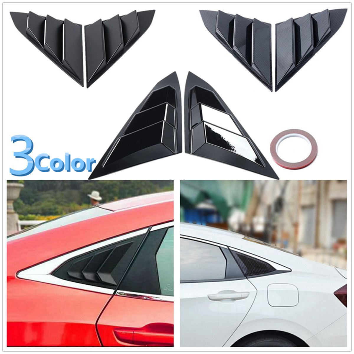 2Pcs-Quarter-Side-Window-Louvers-Vent-ABS-Board-For-Honda-Civic-4Door-16-17-1710942