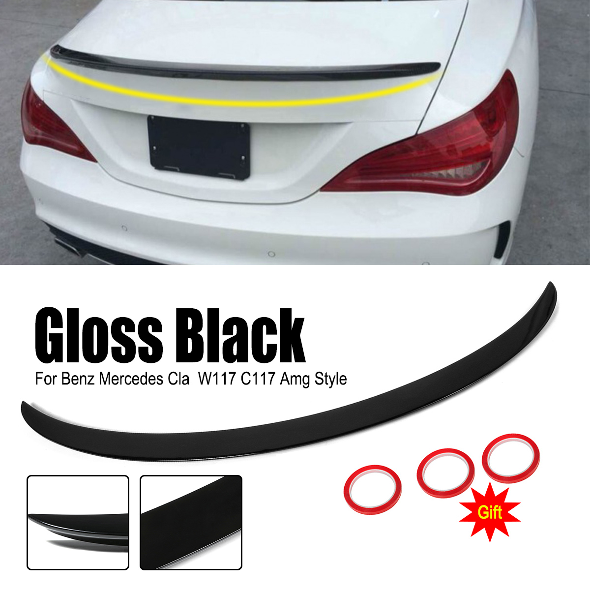 Car-Rear-Trunk-Boot-Lip-Spoiler-Gloss-Black-For-Benz-Mercedes-Class-W117-C117-Amg-Style-1679275