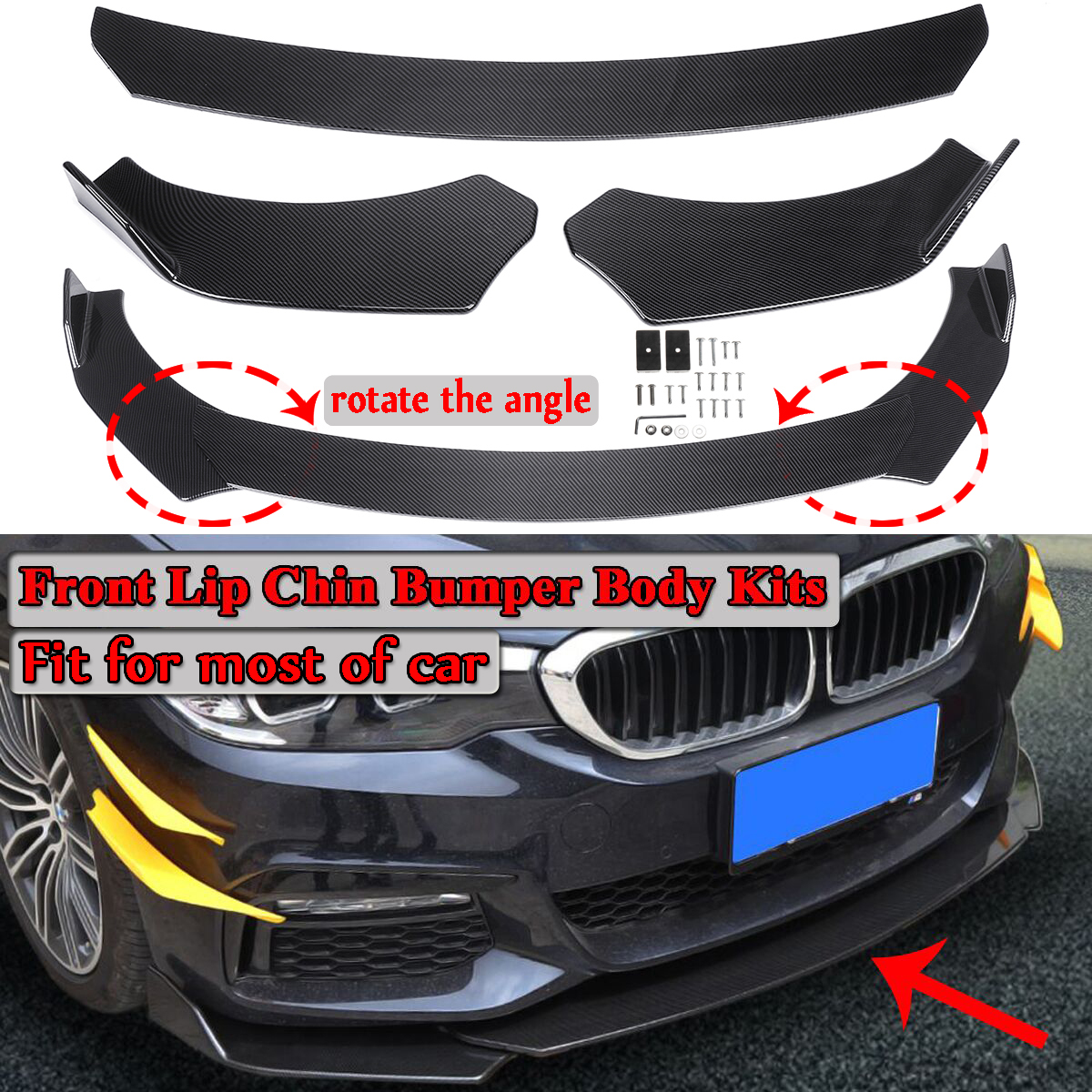 Carbon-Fiber-Front-Bumper-Lip-Car-Spoiler-Wing-For-Mercedes-Benz-W205-C200-C250-C300-C350-1534805