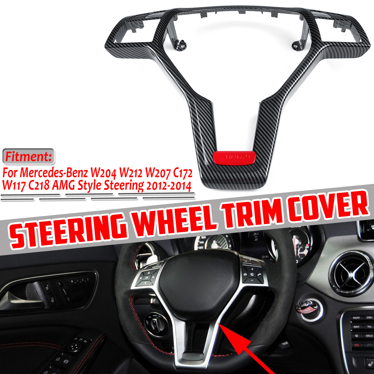Carbon-Fiber-Steering-Wheel-Trim-Cover-For-Mercedes-W204-W212-W117-C172-C218-AMG-09946400139107-1725999