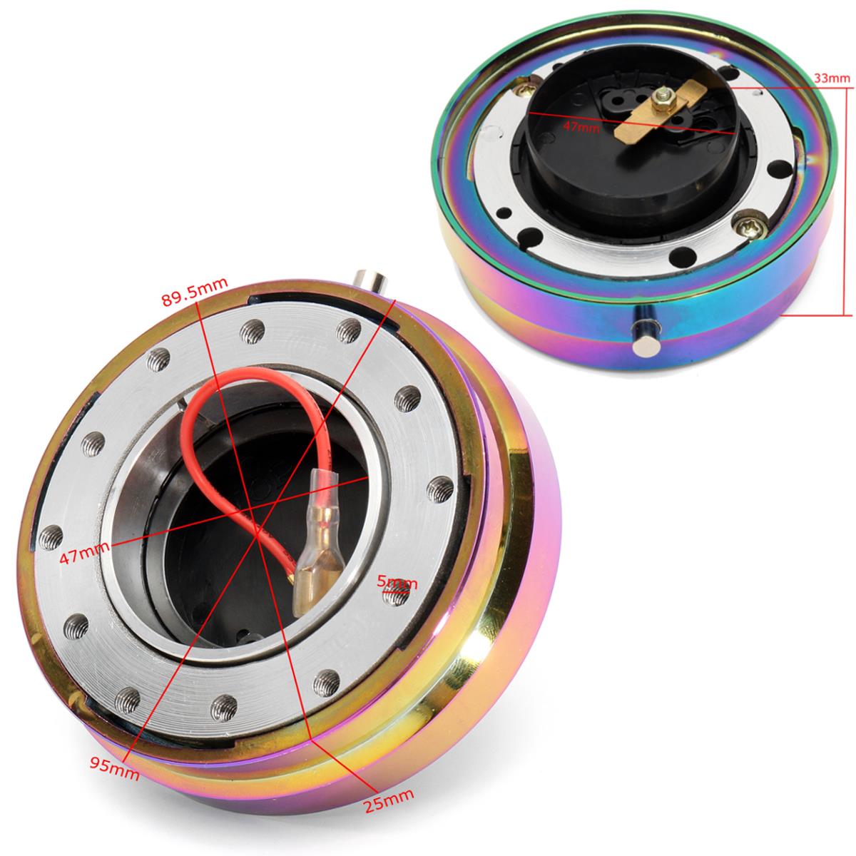 Neo-Chrome-Universal-15-Inch-Short-Quick-Release-Steering-Wheel-Hub-Adapter-6-Bolt-1250391