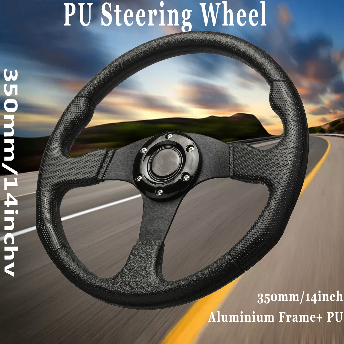 14-Inch-350mm-Steering-Wheel-Universal-Flat-Genuine-leather-Drift-Racing-1697673