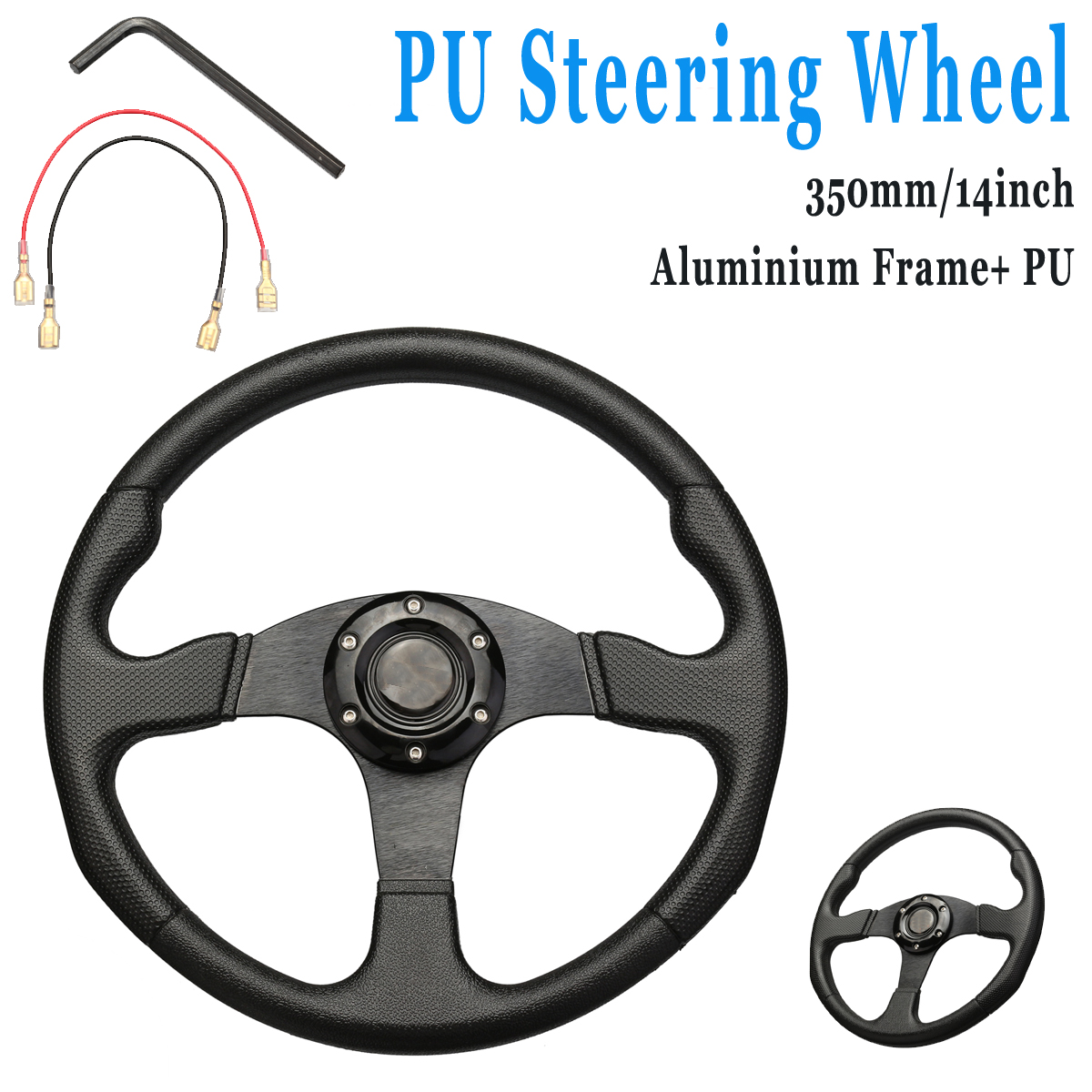 14-Inch-350mm-Steering-Wheel-Universal-Flat-Genuine-leather-Drift-Racing-1697673