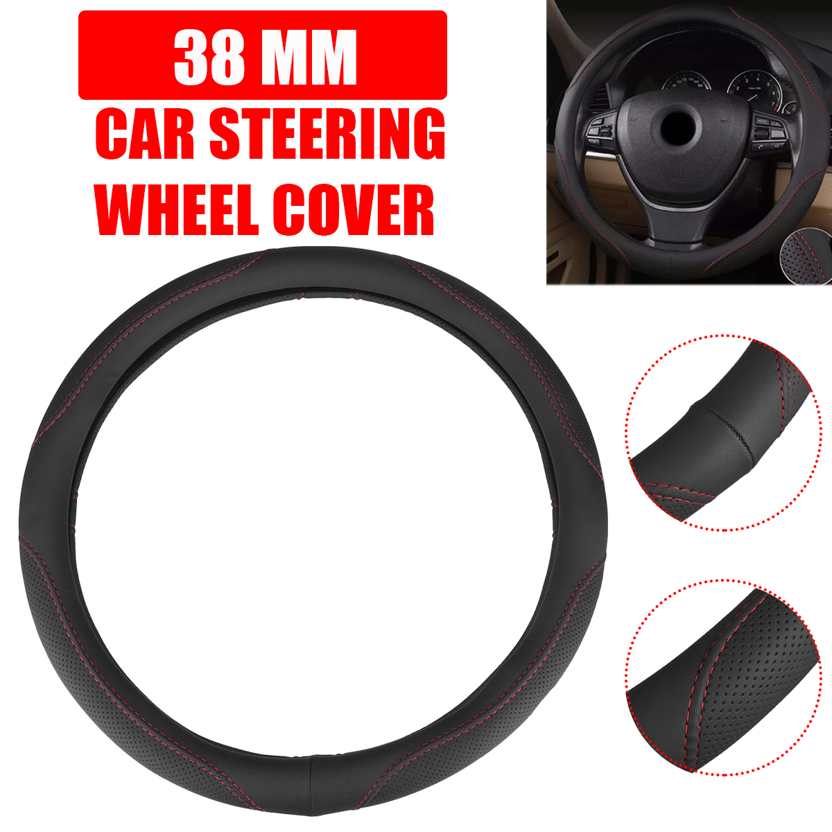 15quot-38CM-Universal-Anti-Slip-Breathable-Car-Steering-Wheel-Cover-SUV-RV-Vehicle-1796539